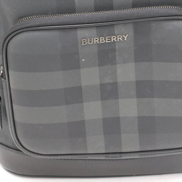 BURBERRY Rocco Charcoal Checkered E-Canvas Backpack - Picture 9 of 16